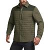 CQR Men’s Lightweight Insulated Jacket, Windproof Packable Water Resistant Warm Active Coat for Hiking Work Outdoor Tactical(Layer Army Green & Soil Green)