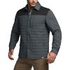 CQR Men’s Lightweight Insulated Jacket, Windproof Packable Water Resistant Warm Active Coat for Hiking Work Outdoor Tactical(Layer Black & Shadow Grey)