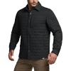 CQR Men’s Lightweight Insulated Jacket, Windproof Packable Water Resistant Warm Active Coat for Hiking Work Outdoor Tactical(Layer Black)