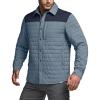 CQR Men’s Lightweight Insulated Jacket, Windproof Packable Water Resistant Warm Active Coat for Hiking Work Outdoor Tactical(Layer Navy & Stone Blue)