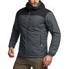 CQR Men’s Lightweight Insulated Jacket, Windproof Packable Water Resistant Warm Active Coat for Hiking Work Outdoor Tactical(Veil Black & Shadow Grey)