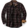 CQR Men’s Long Sleeve Heavyweight Fleece Shirts, Plaid Button Up Shirt, Warm Outdoor Casual Shirt with Pockets(One Pocket Dark Brown)
