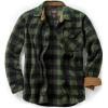 CQR Men’s Long Sleeve Heavyweight Fleece Shirts, Plaid Button Up Shirt, Warm Outdoor Casual Shirt with Pockets(One Pocket Hunter)