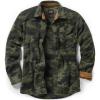 CQR Men’s Long Sleeve Heavyweight Fleece Shirts, Plaid Button Up Shirt, Warm Outdoor Casual Shirt with Pockets(One Pocket Woodland Camo Olive)