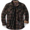 CQR Men’s Long Sleeve Heavyweight Fleece Shirts, Plaid Button Up Shirt, Warm Outdoor Casual Shirt with Pockets(Outland Dark Brown)