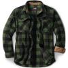 CQR Men’s Long Sleeve Heavyweight Fleece Shirts, Plaid Button Up Shirt, Warm Outdoor Casual Shirt with Pockets(Outland Hunter Green)