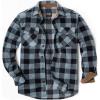 CQR Men’s Long Sleeve Heavyweight Fleece Shirts, Plaid Button Up Shirt, Warm Outdoor Casual Shirt with Pockets(Polar Fleece Grey)