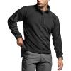 CQR Men’s Quarter Zip Utility Fleece Pullover, Outdoor Casual Thermal Sweater, Chest Zipper Pocket, Mock Neck Long Sleeve(Fortress Black)