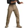 CQR Men’s Softshell Fleece Lined Winter Hiking Pants, Water Resistant Insulated Thermal, Outdoor Tactical Warm Snow Ski Pants(Side Zipper Pocket Coyote)