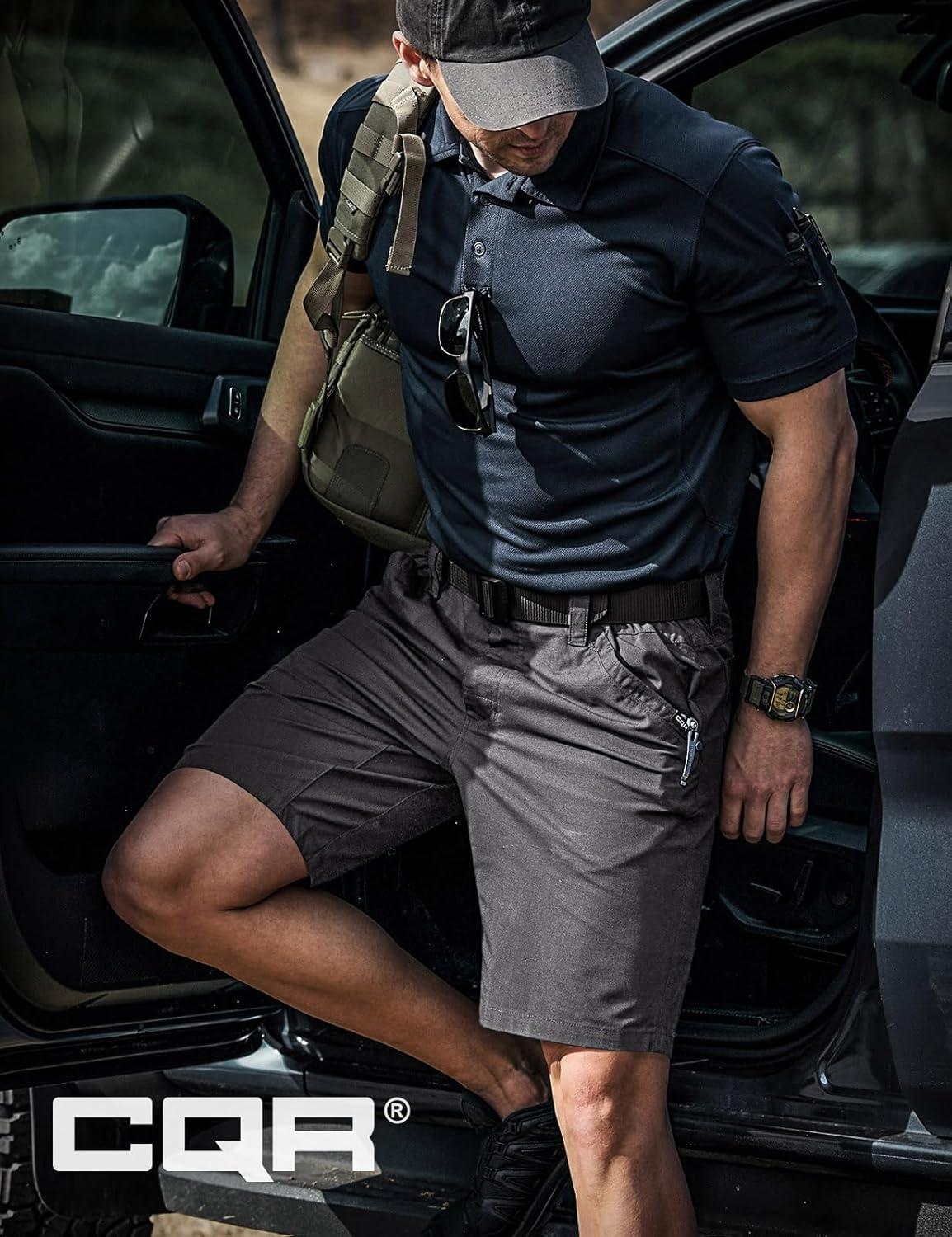 imageCQR Mens Flex Casual Cargo Shorts Lightweight Water Resistant Golf Shorts Stretch Tactical Work Shorts with MultiPocketNegotiator Charcoal