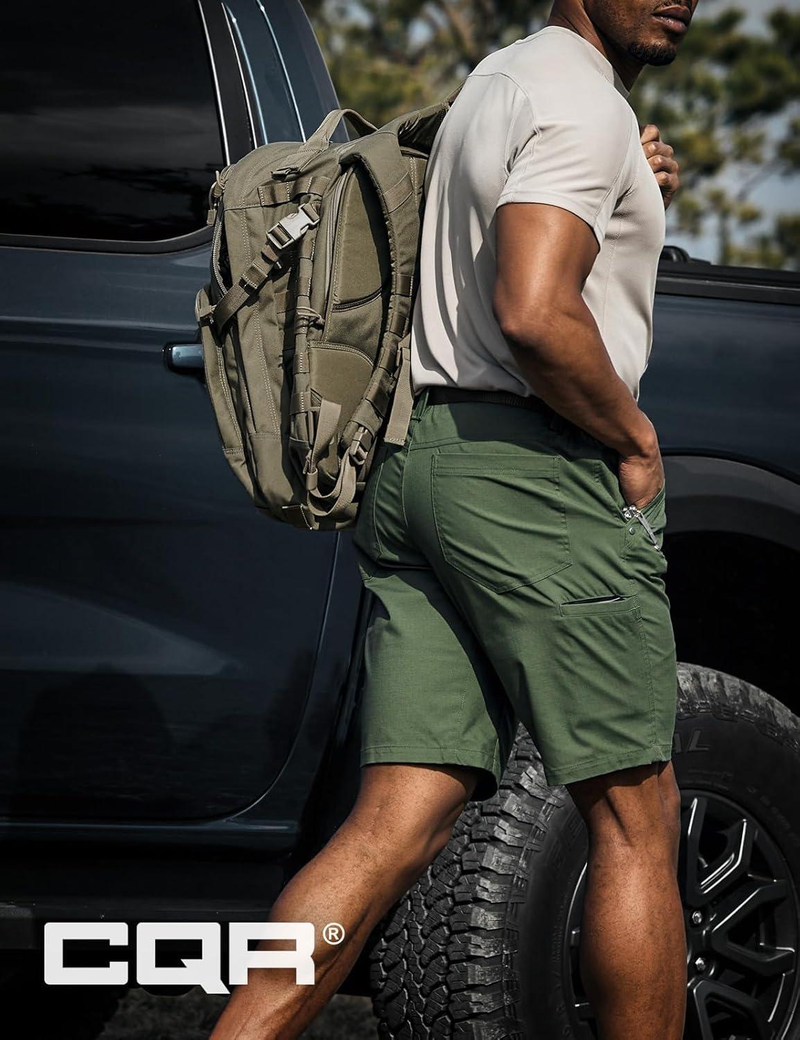 imageCQR Mens Flex Casual Cargo Shorts Lightweight Water Resistant Golf Shorts Stretch Tactical Work Shorts with MultiPocketNegotiator Green Kelp