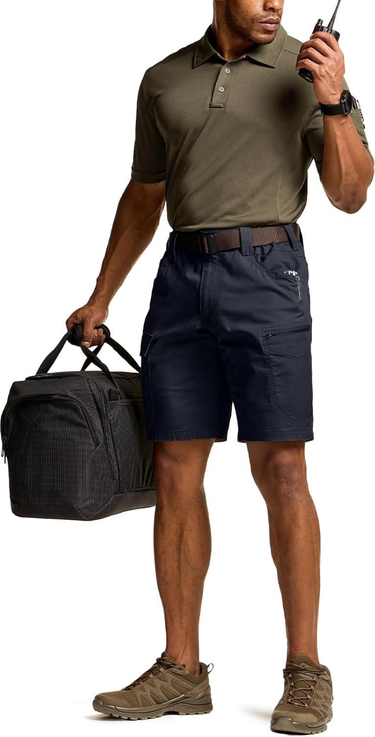 imageCQR Mens Flex Casual Cargo Shorts Lightweight Water Resistant Golf Shorts Stretch Tactical Work Shorts with MultiPocketSentinel Operator Navy