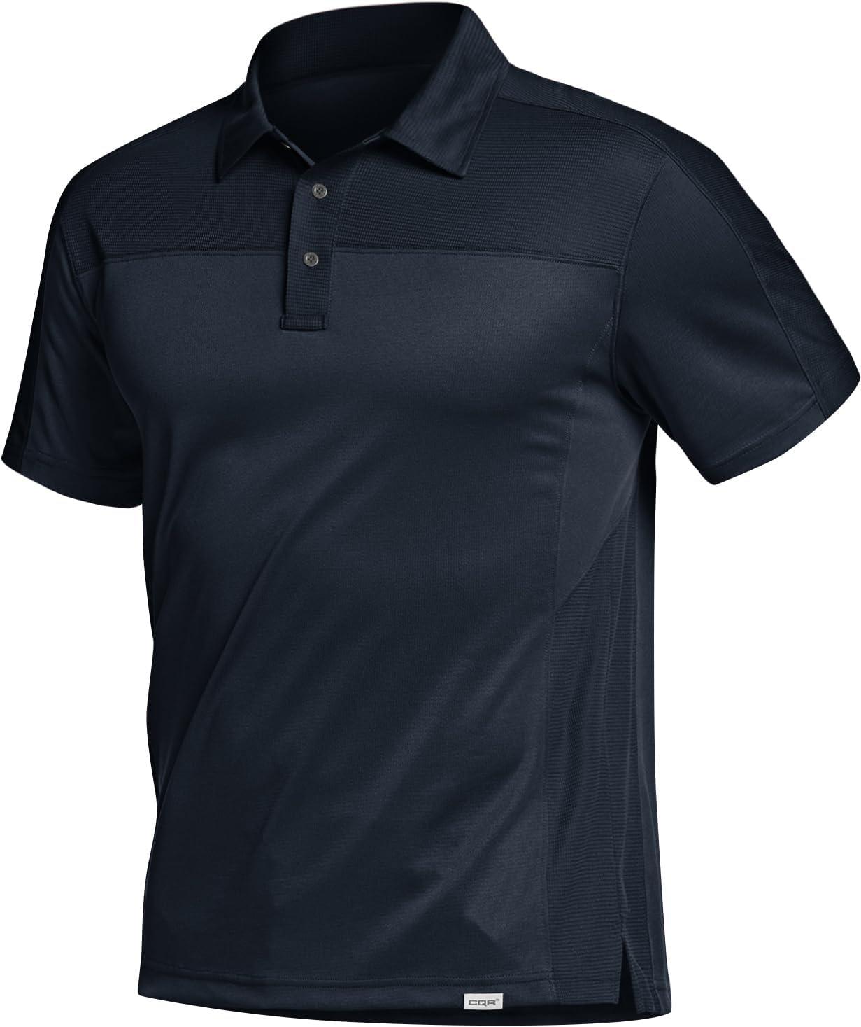 imageCQR Mens Polo Shirts Tactical Short Sleeve Golf Performance Shirts Lightweight Dry Fit UPF 50 PiqueCommander Police Navy