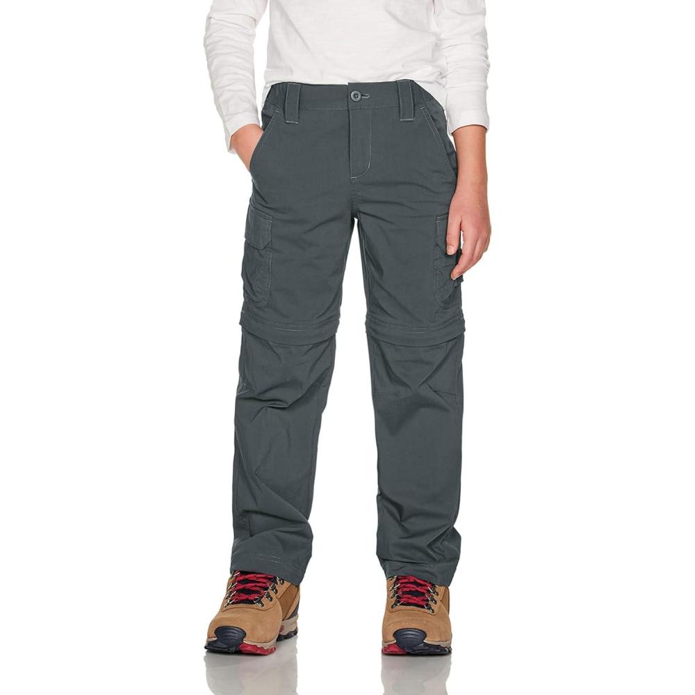 imageCQR Kids Youth Hiking Cargo Pants UPF 50 Quick Dry Convertible Zip Off Pants Outdoor Camping PantsConvertible Charcoal