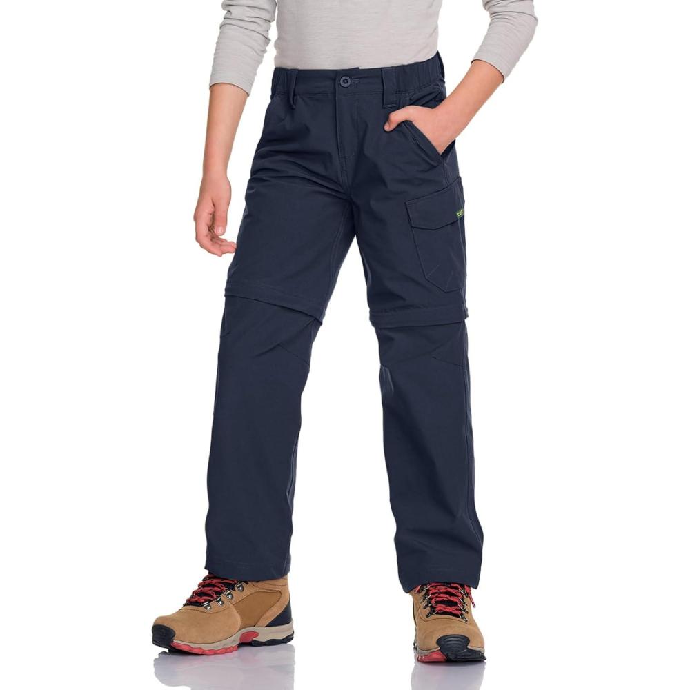 imageCQR Kids Youth Hiking Cargo Pants UPF 50 Quick Dry Convertible Zip Off Pants Outdoor Camping PantsShenah Trek Pristine Navy