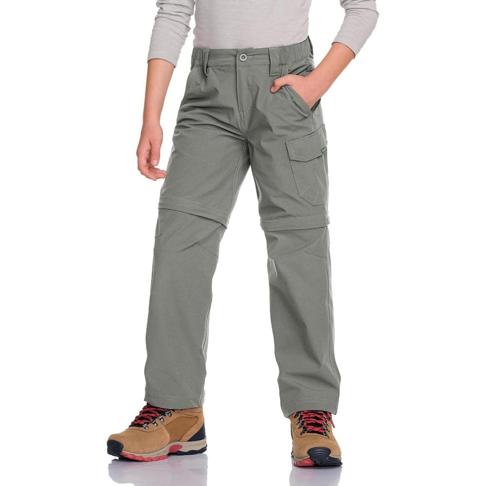 imageCQR Kids Youth Hiking Cargo Pants UPF 50 Quick Dry Convertible Zip Off Pants Outdoor Camping PantsShenah Trek Sage