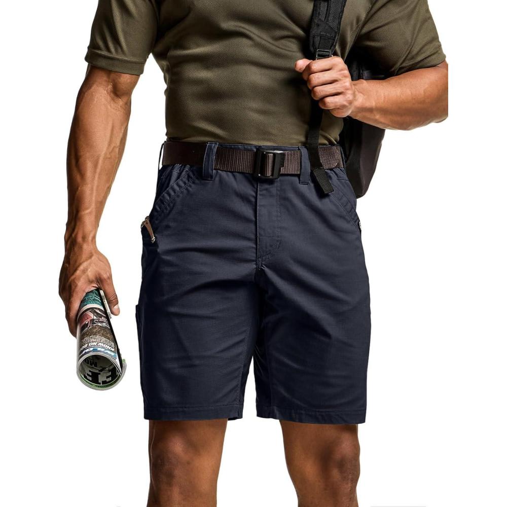 imageCQR Mens Flex Casual Cargo Shorts Lightweight Water Resistant Golf Shorts Stretch Tactical Work Shorts with MultiPocketNegotiator Operator Navy