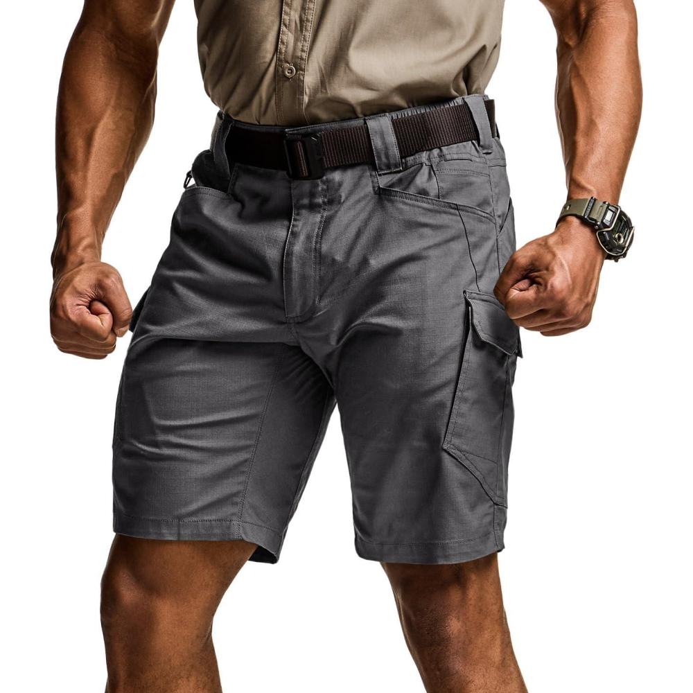 imageCQR Mens Flex Casual Cargo Shorts Lightweight Water Resistant Golf Shorts Stretch Tactical Work Shorts with MultiPocketTac Charcoal