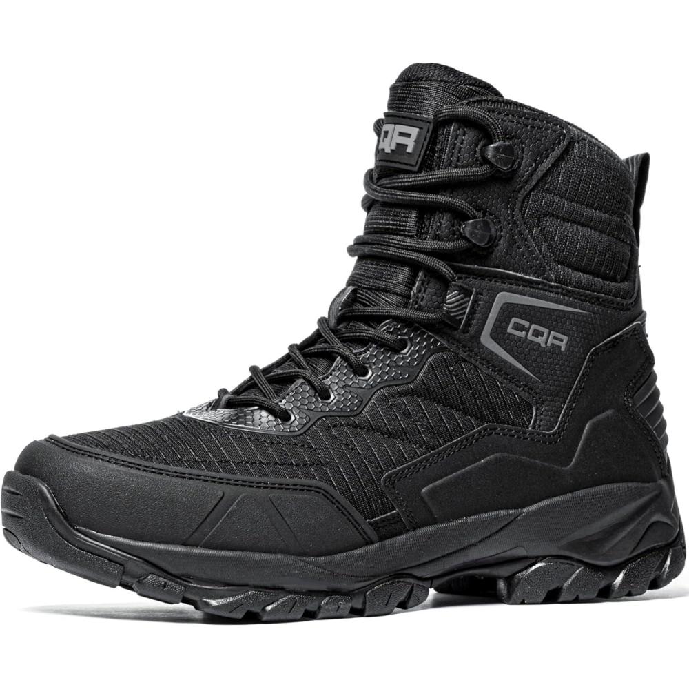imageCQR Mens Military Tactical Boots Lightweight 6 Inches Hiking Combat Boot Durable Breathable Outdoor Work Motorcycle FootwearBlockade 6  Ripstop Black
