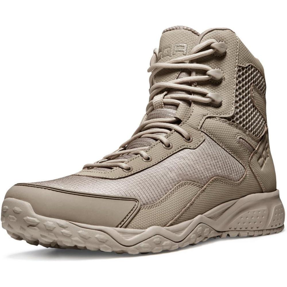 imageCQR Mens Military Tactical Boots Lightweight 6 Inches Hiking Combat Boot Durable Breathable Outdoor Work Motorcycle FootwearSide Zip Sand