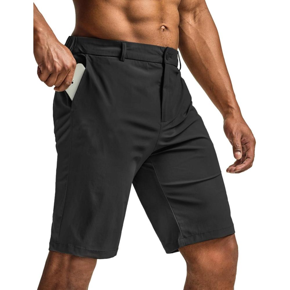 imageCQR Mens Quick Dry Stretch Hiking Cargo Shorts Lightweight Water Resistant Tactical Casual Golf ampamp Outdoor with PocketsHike Flex Black