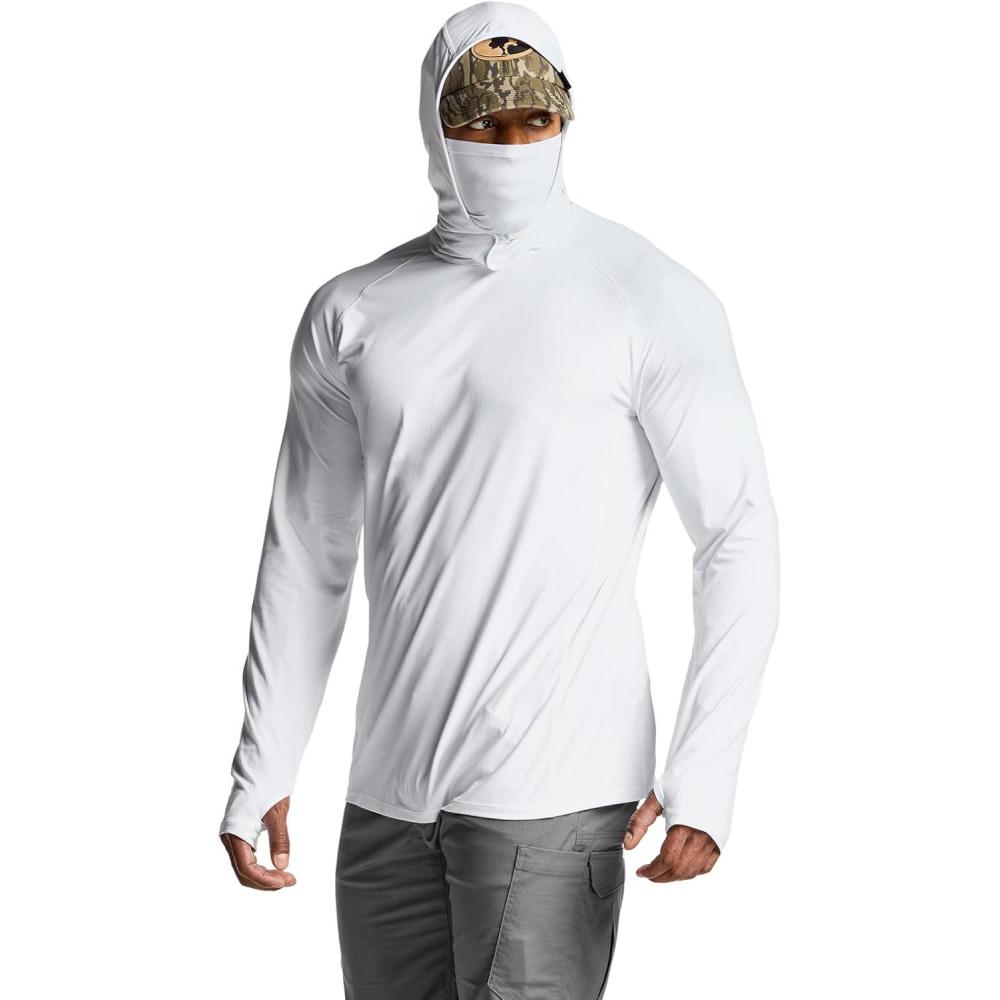 imageCQR Mens UPF50 Sun Protection Shirts Quick Dry Long Sleeve Rash Guard Athletic Running Workout Fishing Cooling ShirtsResponse Hoodie White