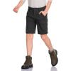 CQR Kids Youth Hiking Cargo Pants, UPF 50+ Quick Dry Convertible Zip Off Pants, Outdoor Camping Pants(Shenah Trek Black)