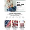 CQR Men’s 100% Cotton Plaid Flannel Pajama Pants, Brushed Soft Lounge & Sleep PJ Bottoms with Pockets(Flannel Pajama Navy & Blue)