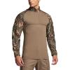CQR Men’s Combat Shirt Tactical 1/4 Zip Long Sleeve Military BDU Shirts Camo EDC Top with Pockets(Military Print Shirts Hunting Camo)