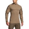 CQR Men’s Combat Shirt Tactical 1/4 Zip Long Sleeve Military BDU Shirts Camo EDC Top with Pockets(Military Shirts Coyote)