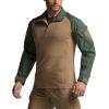 CQR Men’s Combat Shirt Tactical 1/4 Zip Long Sleeve Military BDU Shirts Camo EDC Top with Pockets(Military Shirts Olive Green)