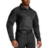 CQR Men’s Combat Shirt Tactical 1/4 Zip Long Sleeve Military BDU Shirts Camo EDC Top with Pockets(Raider Black)
