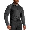 CQR Men’s Combat Shirt Tactical 1/4 Zip Long Sleeve Military BDU Shirts Camo EDC Top with Pockets(Raider Charcoal)