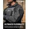 CQR Men’s Combat Shirt Tactical 1/4 Zip Long Sleeve Military BDU Shirts Camo EDC Top with Pockets(Raider Charcoal)