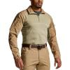 CQR Men’s Combat Shirt Tactical 1/4 Zip Long Sleeve Military BDU Shirts Camo EDC Top with Pockets(Raider Cougar)