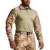 CQR Men’s Combat Shirt Tactical 1/4 Zip Long Sleeve Military BDU Shirts Camo EDC Top with Pockets(Raider Dune Camo)