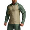 CQR Men’s Combat Shirt Tactical 1/4 Zip Long Sleeve Military BDU Shirts Camo EDC Top with Pockets(Raider Green Kelp)