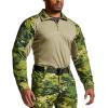 CQR Men’s Combat Shirt Tactical 1/4 Zip Long Sleeve Military BDU Shirts Camo EDC Top with Pockets(Raider Monsoon Camo)