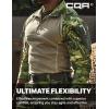 CQR Men’s Combat Shirt Tactical 1/4 Zip Long Sleeve Military BDU Shirts Camo EDC Top with Pockets(Raider Monsoon Camo)