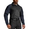 CQR Men’s Combat Shirt Tactical 1/4 Zip Long Sleeve Military BDU Shirts Camo EDC Top with Pockets(Raider Operator Navy)