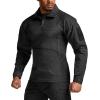 CQR Men’s Combat Shirt Tactical 1/4 Zip Long Sleeve Military BDU Shirts Camo EDC Top with Pockets(Raider Pro Black)