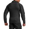 CQR Men’s Combat Shirt Tactical 1/4 Zip Long Sleeve Military BDU Shirts Camo EDC Top with Pockets(Raider Pro Black)