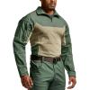 CQR Men’s Combat Shirt Tactical 1/4 Zip Long Sleeve Military BDU Shirts Camo EDC Top with Pockets(Raider Pro Green Kelp)