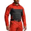 CQR Men’s Combat Shirt Tactical 1/4 Zip Long Sleeve Military BDU Shirts Camo EDC Top with Pockets(Raider Pro Rescue Orange)