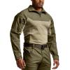 CQR Men’s Combat Shirt Tactical 1/4 Zip Long Sleeve Military BDU Shirts Camo EDC Top with Pockets(Raider Pro Soil Green)