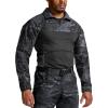 CQR Men’s Combat Shirt Tactical 1/4 Zip Long Sleeve Military BDU Shirts Camo EDC Top with Pockets(Raider Pro Utility Camo Black)