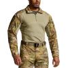 CQR Men’s Combat Shirt Tactical 1/4 Zip Long Sleeve Military BDU Shirts Camo EDC Top with Pockets(Raider Utility Camo)