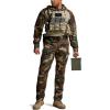 CQR Men’s Combat Shirt Tactical 1/4 Zip Long Sleeve Military BDU Shirts Camo EDC Top with Pockets(Raider Woodland)