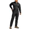 CQR Men’s Combat Shirt Tactical 1/4 Zip Long Sleeve Military BDU Shirts Camo EDC Top with Pockets(Tac Chill Black)