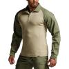 CQR Men’s Combat Shirt Tactical 1/4 Zip Long Sleeve Military BDU Shirts Camo EDC Top with Pockets(Tac Chill Soil Green)